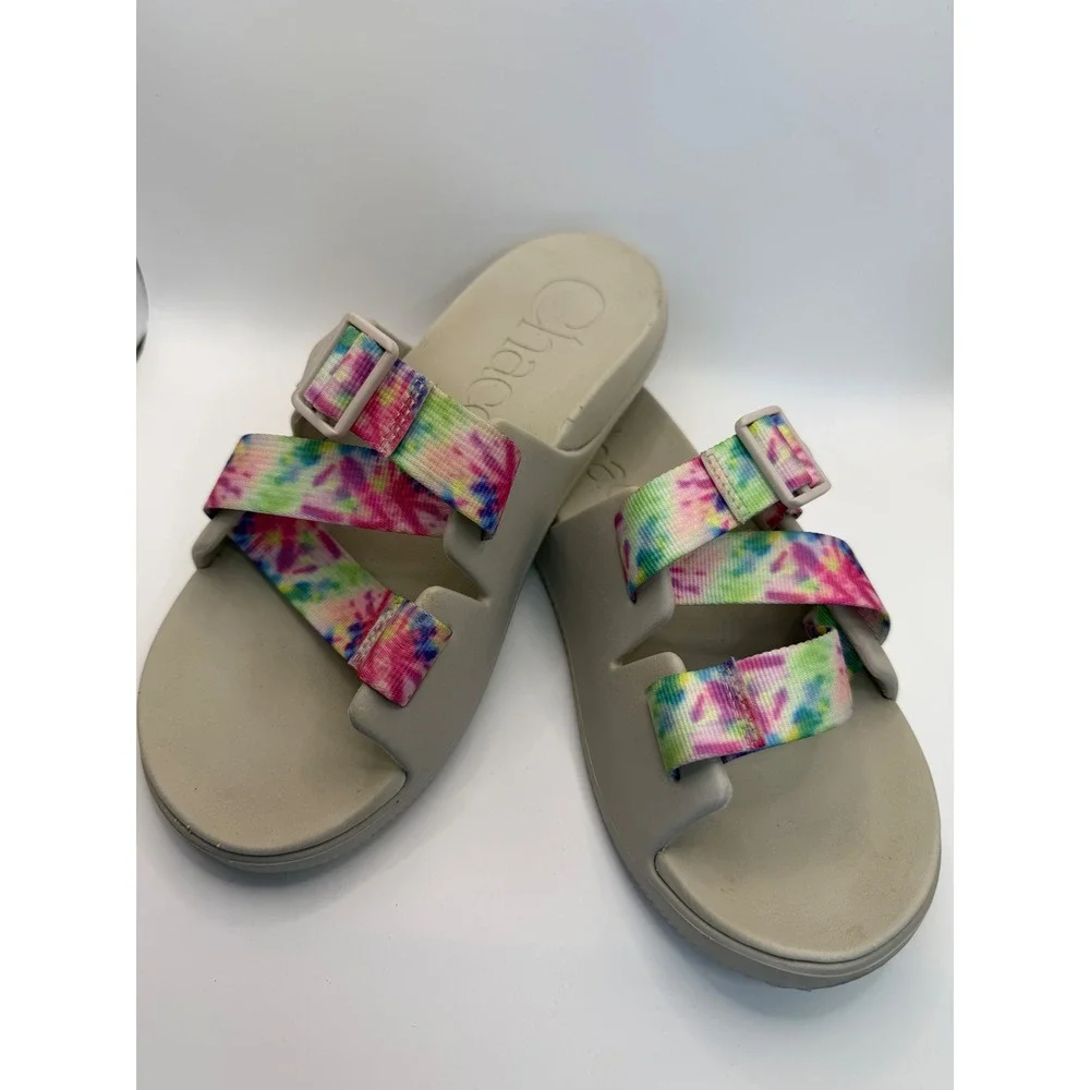 Chaco Chillos Slide Sandals Womens Grey Tie Dye Adjustable Straps JCH108152